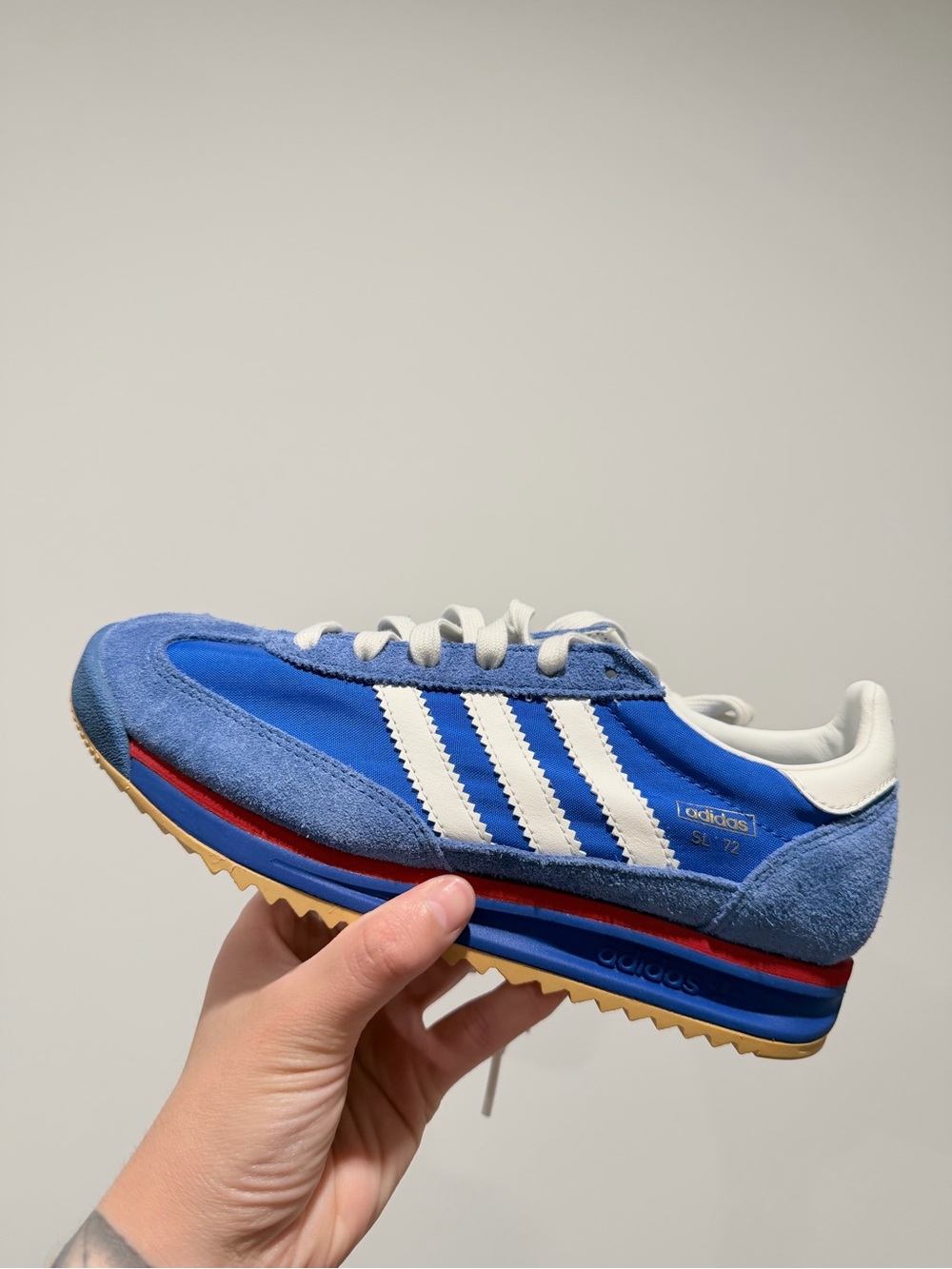 adidas Royal Blue & White SL 72 Sneaker with Red Accent